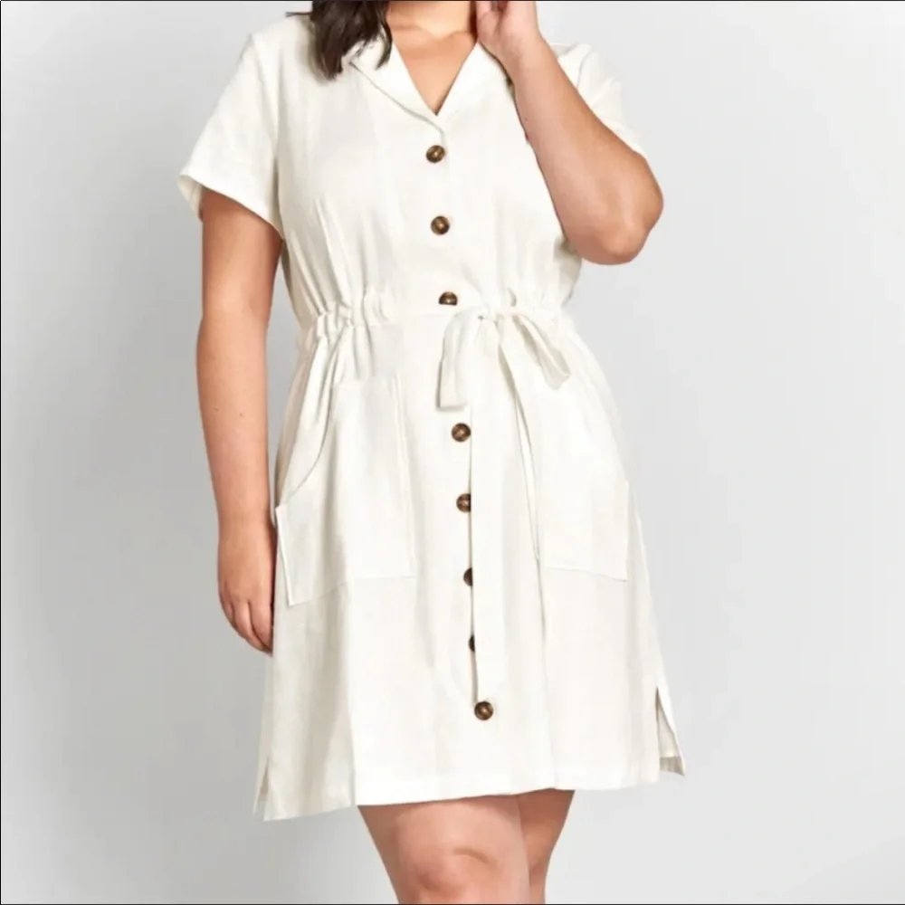 ModCloth Button Down Linen Dress - Picture 1 of 2